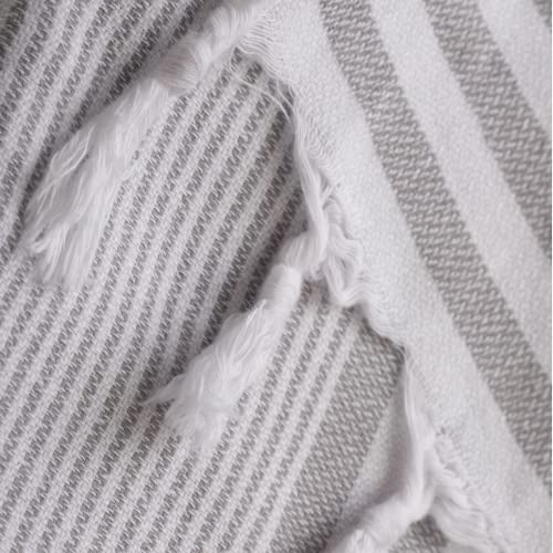 Feshka Turkish Hand Towels Set Of 2-100% Organic Cotton, 18X32 Prewashed Super Absorbent Peshtemal Towel For Hand, Kitchen, Face, Hair, Gym, Dishcloth, Yoga, Tea, Farmhouse Boho Decor (Gray) #TOP5