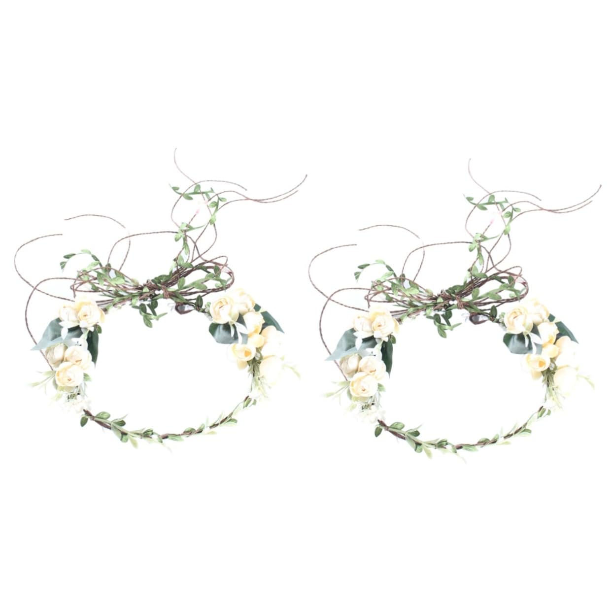 FOMIYES 2piezas Diadema De Flores Simuladas Para Bodas y Fotografía Accesorio Floral Para Verano