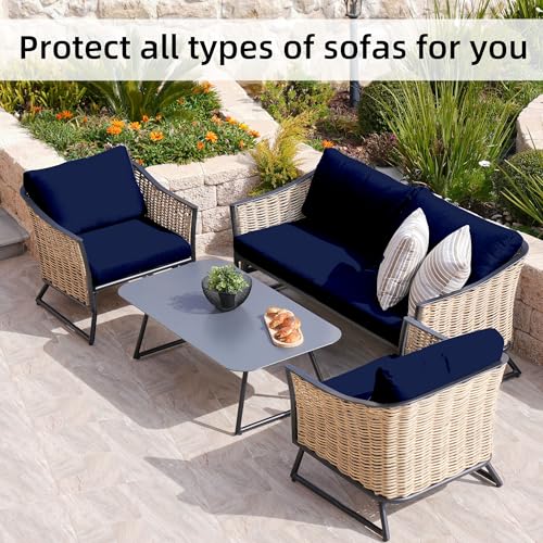 Image of 8Pcs Stretch Patio Cushion Covers,Outdoor Couch Covers Replacement,Outdoor Couch & Sofa Slipcovers,for Patio Furniture Cushion Covers,Washable Reusable urniture Protector (Navy Blue,Cover Only)