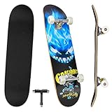 Skateboards for Beginners, 31'' x 8'' Complete Standard Skate Boards with 7 Layers Canadian Maple, Double Kick Concave Skateboards for Kids Youth Teens Man and Women