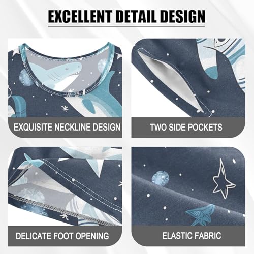 ALAZA Astronaut Shark Star Space Pajamas Short Sleeve 2 Piece Sleepwear Top and Bottom Pajama Set Unisex4