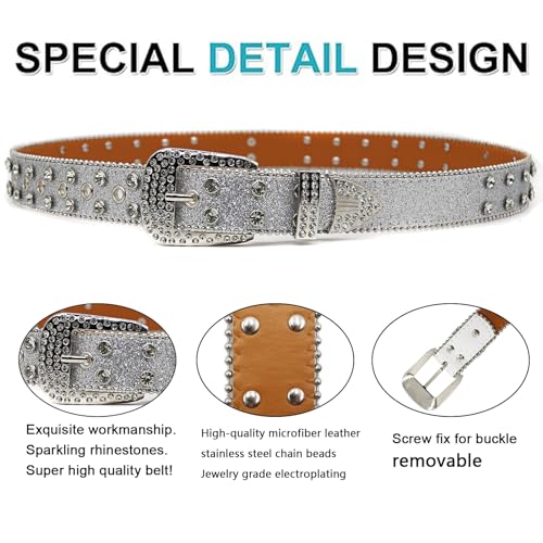 Rhinestones Skull Belt Diamond Studded Skull Belt for Men Women Studded Cowgirl Belts Belts Skulls For Jean Pant3