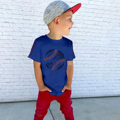 Vintage Baseball Print T-Shirt for Girls Boys Short Sleeve Game Day Athletic Tops Graphic Tees Kids Crewneck T-Shirt4