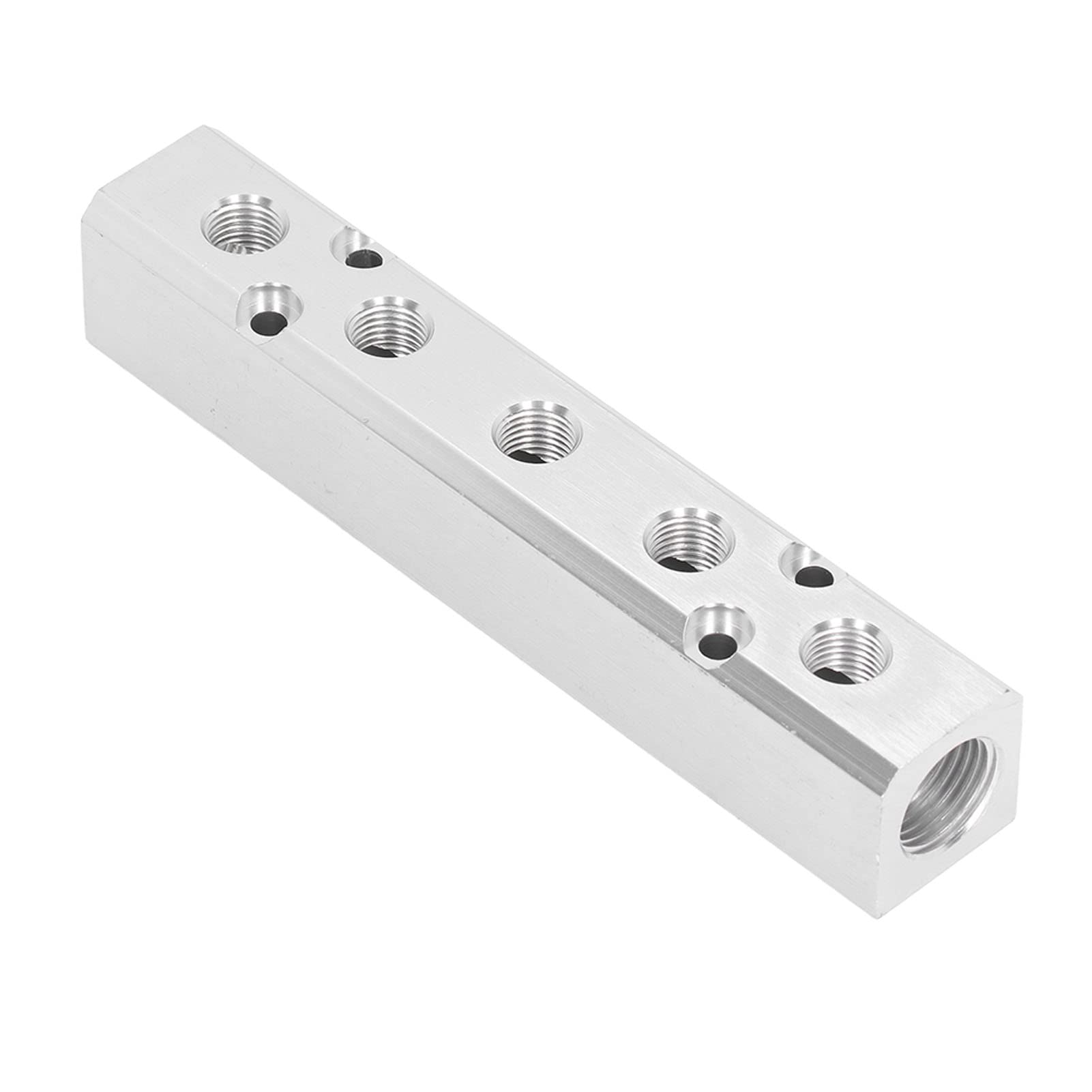 Lairun 5 Way Aluminum Pneumatic Manifold Air Distribution Block, G1/2 Supply Port, G1/4-Inch Output Port, Air Coupler Fast Connector, Inline Manifold Block Splitter, Easy To Install, No Air Leakage(5 Way)