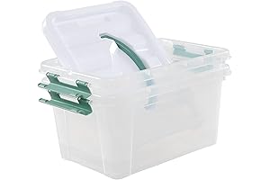 Saedy Plastic Storage Bin with Lid Perfect for Art Supplies
