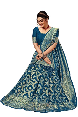 Image of TRENDMALLS Women's Banarasi Silk Saree with Unstitched Blouse Piece