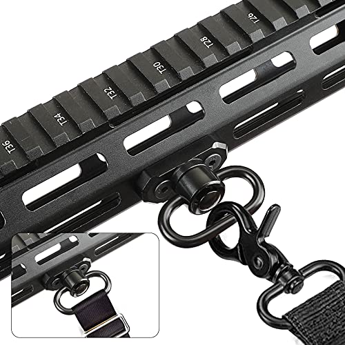 REERON 2 Point Sling & Mloc Sling Mount - Adjustable Extra Long Two Point Traditional Rifle Sling with 2 Pack 1.25\" QD Sling Swivels Mounts for M Lock Rail System (2 Pack Mloc Sling Mounts) - Thumbnail 7