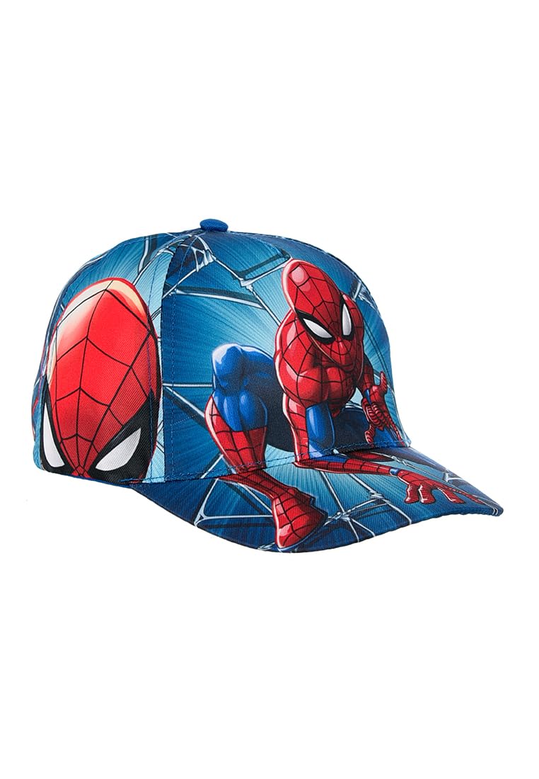 Marvel Cappello da Baseball Spiderman Blu Stampa all-Over per Bambini e Ragazzi