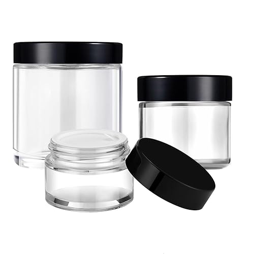 Recipientes pequeños de vidrio con tapas, Tecohouse 4 oz, 2 oz y 1 oz frascos de vidrio transparente con tapas y forros internos, mini recipiente de