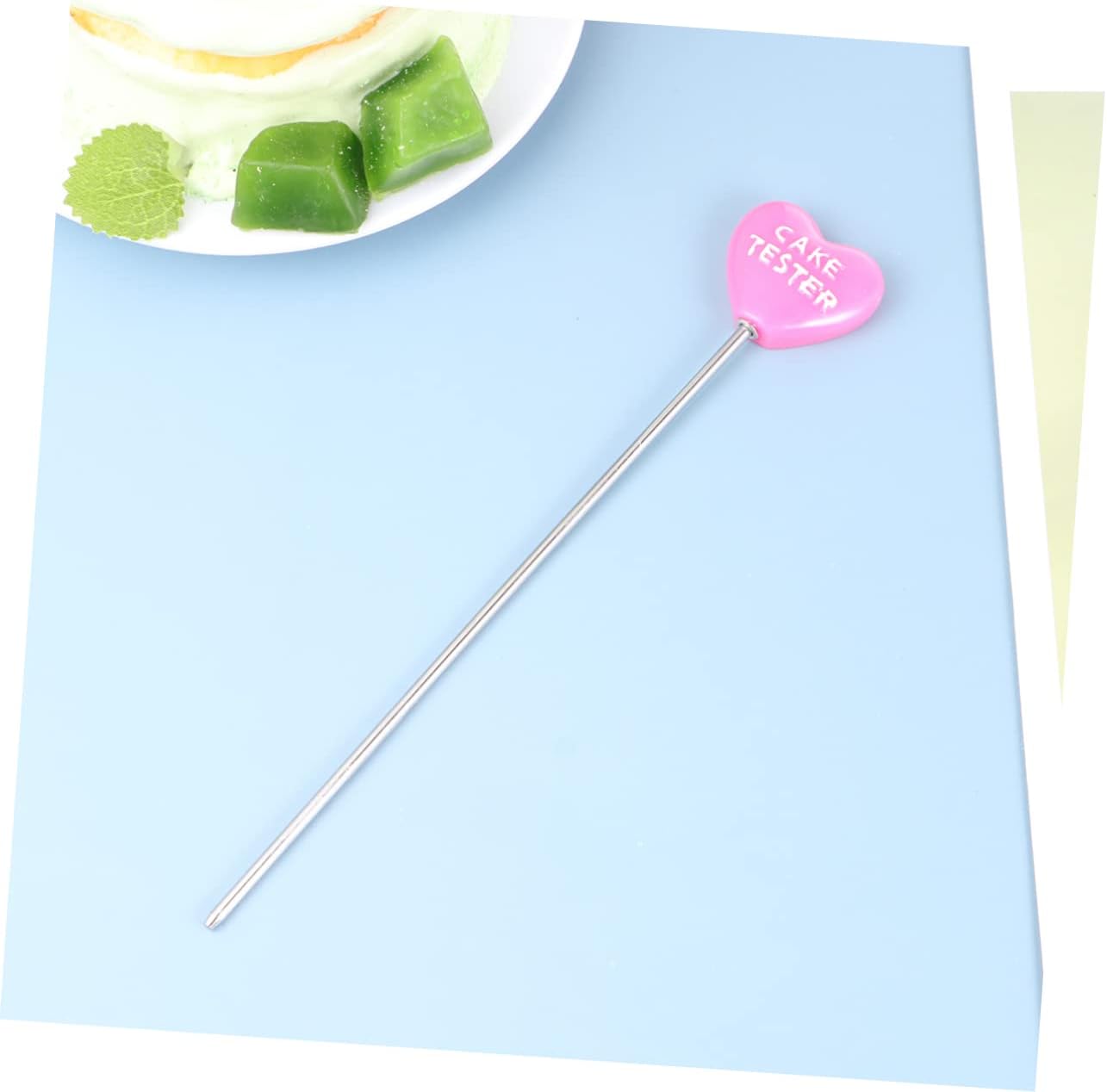 2pcs Diy Baking Tool Stainless Steel Cake Tester Heart Pattern Needle Non-slip Grip for Easy Clean Cake Bread Muffin Testing