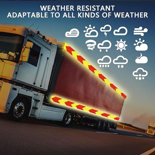 Swrt SL-YRJT-1 Reflective Tape Outdoor Waterproof, 2 Inch X 30 Ft Red & Fluorescent Yellow Reflective Tape, Shining Star Heavy Duty Strong Adhesive Hazard Caution Safety Warning Tape Conspicuity Tape thumb #3