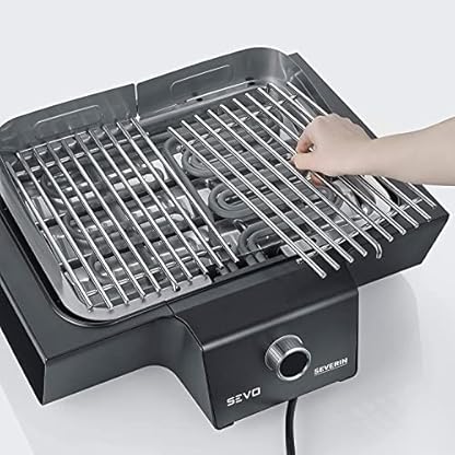 SEVERIN SEVO G Elektrogrill für drinnen und draußen, Tischgrill mit schnellem Grillstart bis 500 °C, Balkon Grill mit Slow Cooking Option, Edelstahl/Schwarz, PG 8104 – Bild 8