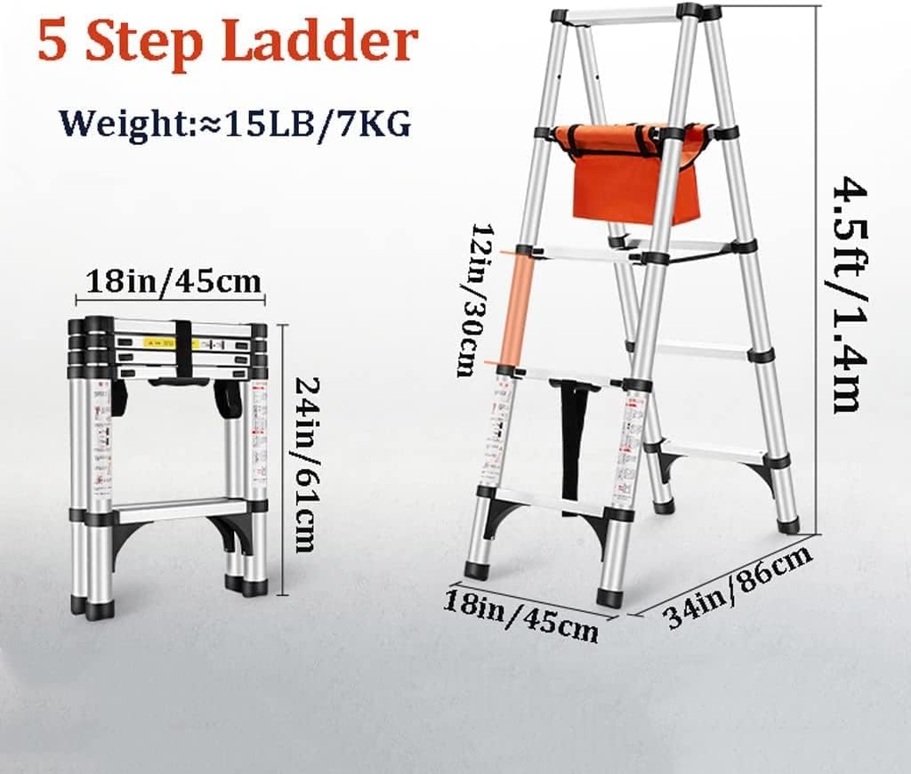Telescoping Extension Ladder,Wide Pedal A-Frame Ladder Telescoping Ladder Portable Extension Ladder Aluminum Step Ladder for Home Industrial 330LB/150KG Capacity