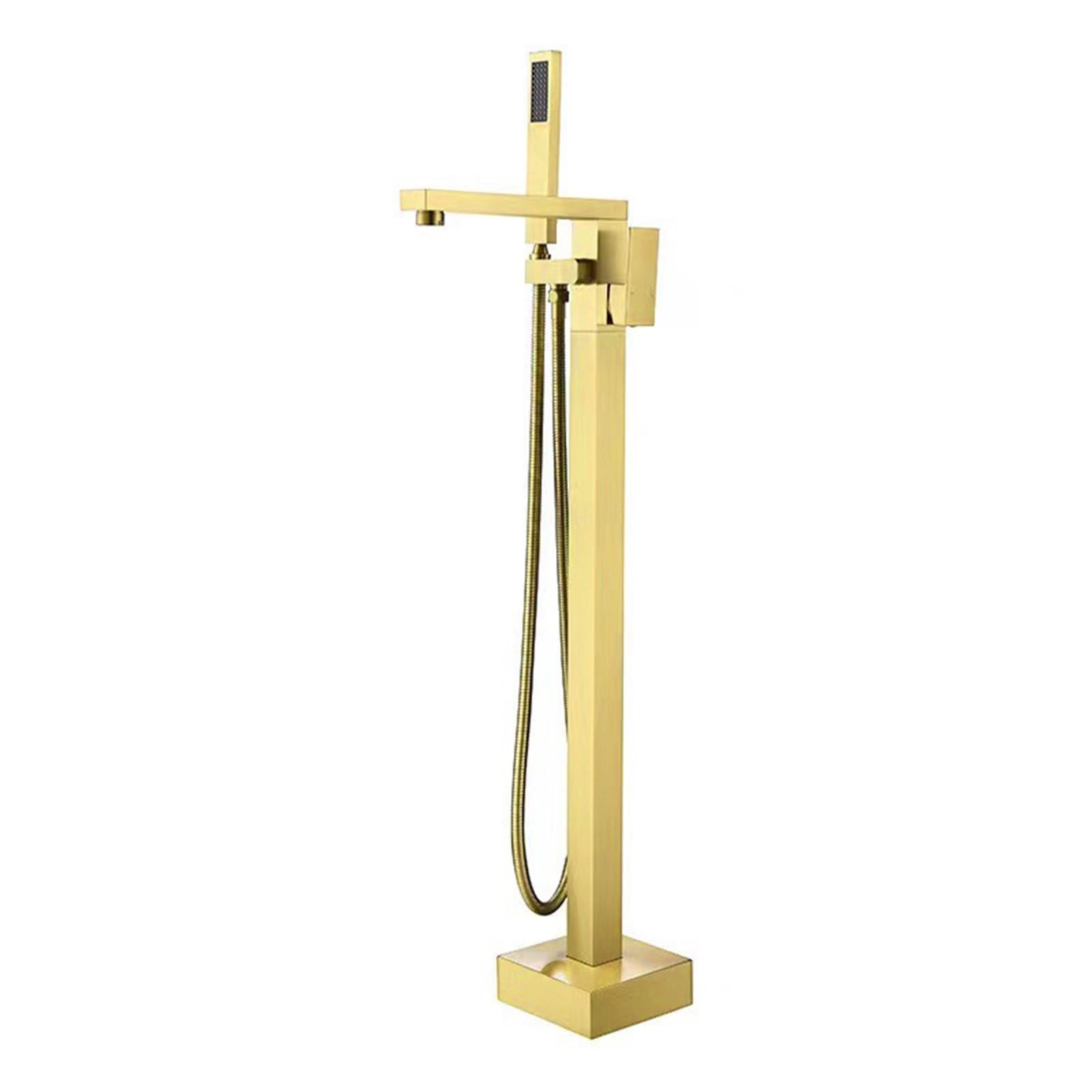 Brass Freestanding Bathtub Shower Faucet Floor Tub Filler Mixer Tap 360 Degree Swivel Spout Systerm Matte Black