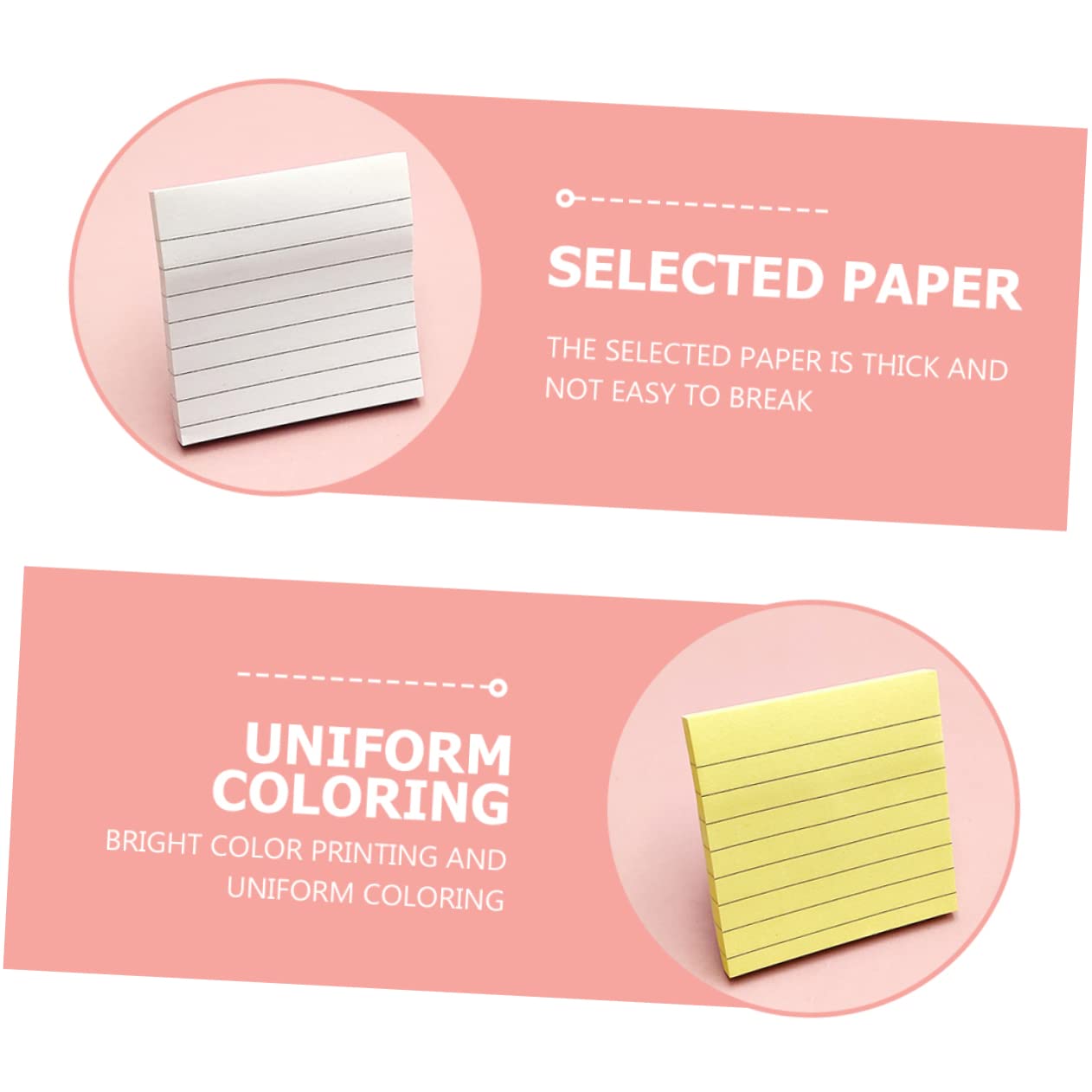 PLAFOPE Notas Adhesivas Cuadradas Líneas Horizontales, Papel Autoadhesivo Removible y Fuerte Adhesivo, Pack de 10 Unidades para Oficina y Estudio