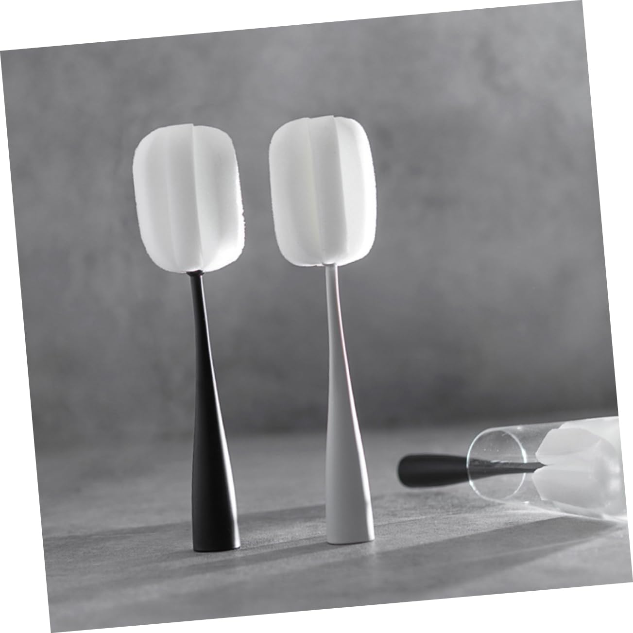 FONDOTIN Easy Drain Clean Cup Brush Sponge 2pcs Stand Cup Sponge Brush Comfortable Grip