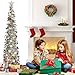 HMASYO 5FT Pop Up Christmas Tree with Timer 50 Lights, Tinsel Christmas Tree, Collapsible Artificial Pencil Tree Xmas Decoration for Indoor Home Apartment Porch Party, Easy Assembly