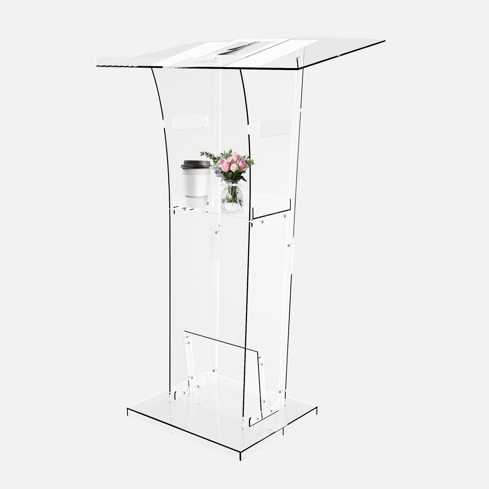 Buy Acrylic Podium Stand, Clear Acrylic Podium with Storage Shelf