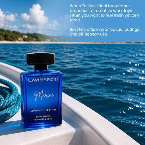 Image of Lavie Sport Marine | Long Lasting Perfume for Men | EDP 100ml | Lavender, Sandalwood, Mint, Jasmine, Musk, Amber, Oakmoss | Premium Unisex Fragrance