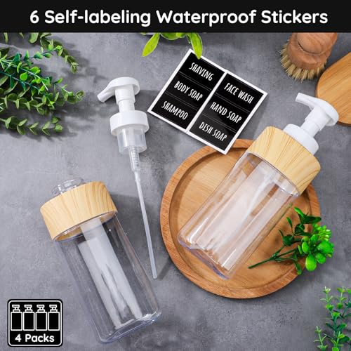 Image of Segbeauty Foaming Hand Soap Dispenser Set, 4 Packs 16.9oz Farmhouse Decor Foaming Liquid Soap Dispenser, 500ml Empty Refillable Plastic Press Pump Bottle Container Bathroom Pump Dispensers Clear
