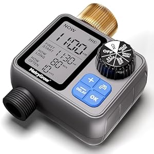 Sprinkler Irrigation Timer with Brass Inlet, Programmable Water Timer for Garden Hose, Automatic Watering System for Yard Lawn, Rain Delay