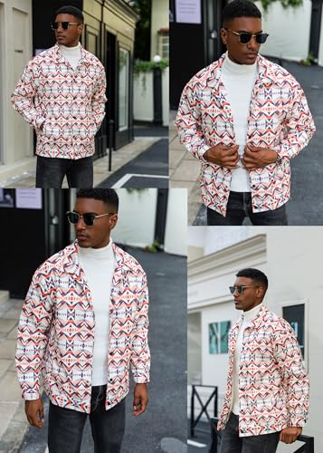Image of ZAFUL Unisex Plaid Flannel Shirt Jacket Button Down Long Sleeve Pocket Coat Outwear | Mens Fall Clothes Lightweight Long Sleeve Button Down Flap Pocket Jacket Tops for Fall&Winter 2026