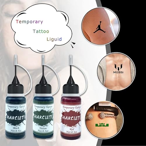 Temporary Tattoo Kit 7 Bottles, Freehand Ink Semi Permanent Tattoo Gel, 39 Pcs Tattoo Stencils Diy Tattoostemp Tattoos For Women Men #TOP3