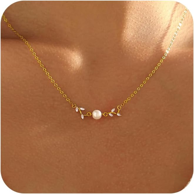 Pearl necklaces for women, trendy dainty gold jewelry option.