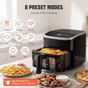 OLIXIS 4QT Air Fryer with Visible Window, 1500W Digital Touchscreen Air Fryer with 8 Presets, Auto Shut Off & Nonstick Dishwasher Safe Basket, 60-Min Timer, Max 400°F — photo 4 of 6
