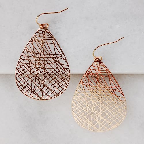 Gold Dangle Earrings For Women - Womens Earrings Dangling, Gold Earrings For Women Dangle, Dangly Earrings, Filigree Earrings For Women, Gold Teardrop Earrings, Gold-Tone Bohemian Gold Earrings #TOP2
