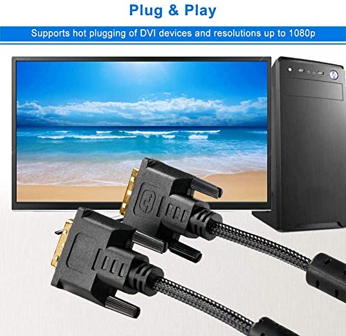 DVI to DVI Monitor Cable Adapter 6ft 2-Pack, DVI-D 24+1 Dual Link Male to Male Digital Video Cable - Thumbnail 6