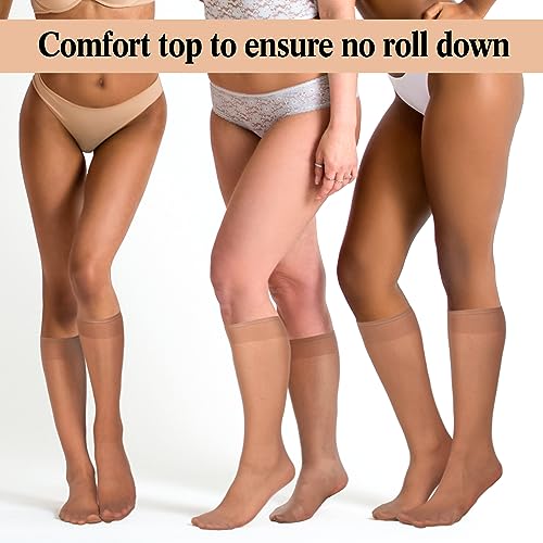 Image of 50 Pairs Nylon Sheer Knee High Stockings for Women Girls Reinforced Toe Socks Compression Stretchy Knee Highs Bulk