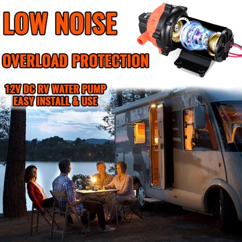 Image of 12V RV Fresh Water Pump - 7.0 GPM 75 PSI Self-Priming Diaphragm Pump with Pressure Switch & Filter | Quiet 5-Chamber Design for RV, Boat, Yacht, Garden Irrigation & Camper