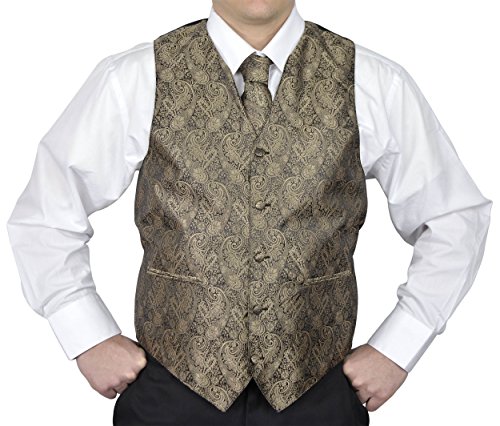 Moda Di Raza- 4 Pc Mens Paisley Tuxedo Dress Suit | Vest | Hanky | Tie | Bow-Tie