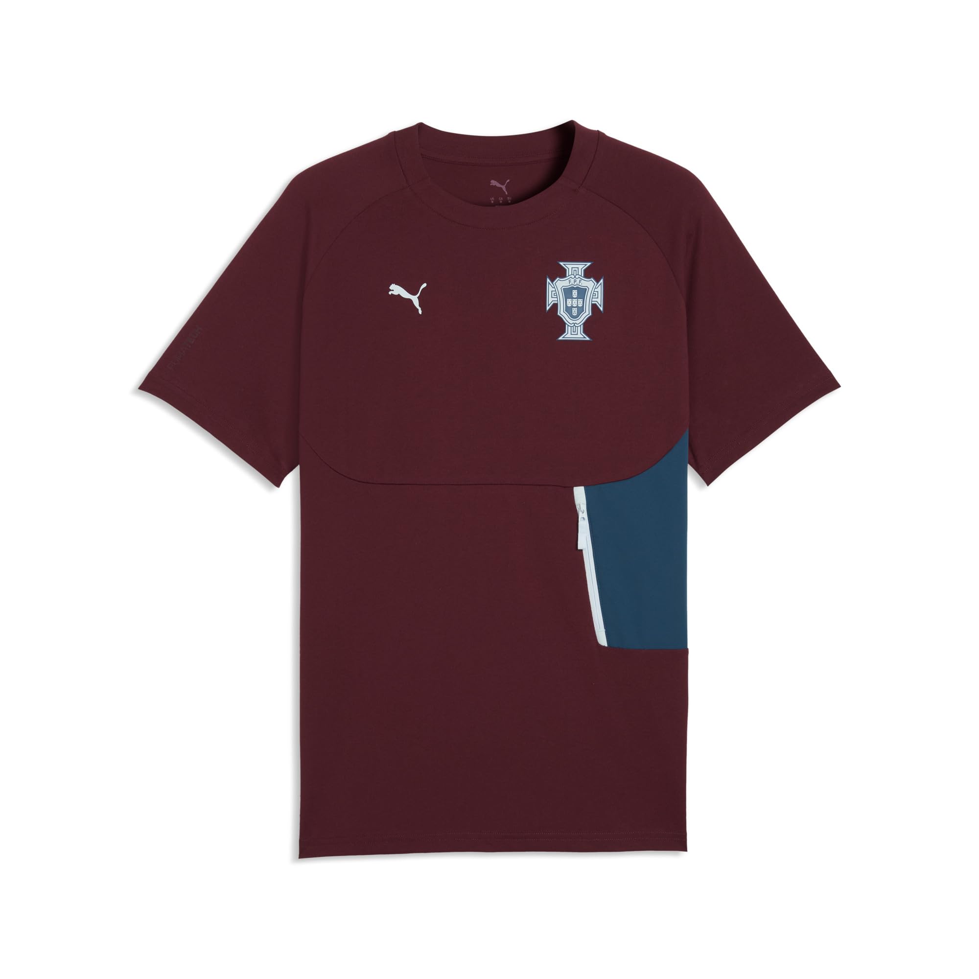 Puma Men's FA Portugal Pocket T-Shirt, Ruby Shimmer-ocean Tropic, Large