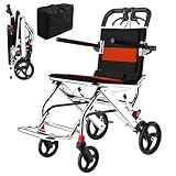 YLOVABLE 軽量車椅子 折畳み 軽量 コンパクト アルミ製 介護 車椅子 室内車椅子 車いす 小型 介助ブレーキ付き 軽量搬送椅子 お年寄りや子供向け 飛行機持ち込み可 正味重量9.5KG オレンジ【自立可能】