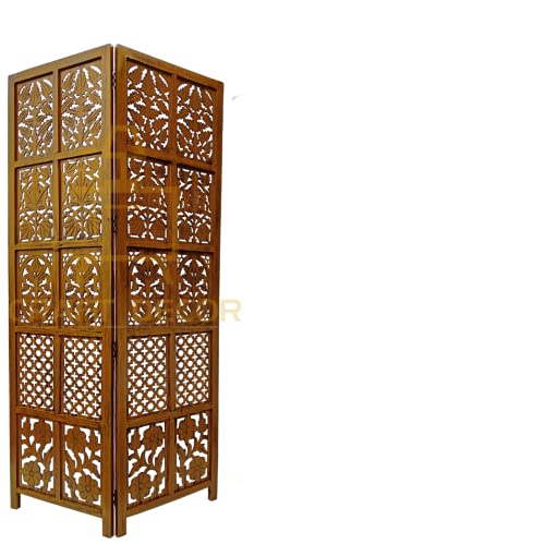 Image of Wooden Room Partition Screen Divider with Stands for Living Room & Bedroom | Folding Wooden Separator & Panel Room Partition Wall for Office & Salon