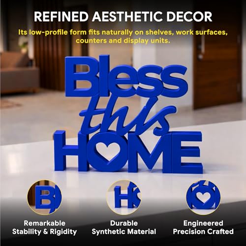 Image of Mad Masters Bless This Home Vastu Desk Decor - Aesthetic Table, Shelf & Wall Showpiece for Home Office, Business. Blessing & Friendly Gifting, Royal Blue (20.3 x 16 x 2.5 cm)