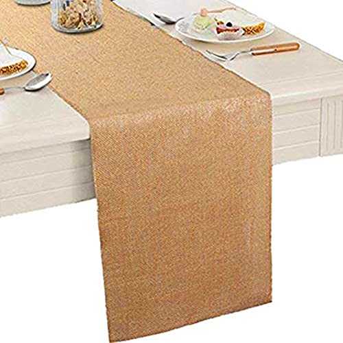 Burlap Table Runner 12" X 108''- Rustic Wedding Decoration Table Runner Decoration - Dining Table Runner Roll - Kitchen Table Runner - Thanksgiving Easter Baby Shower Reception Jute Table Runner