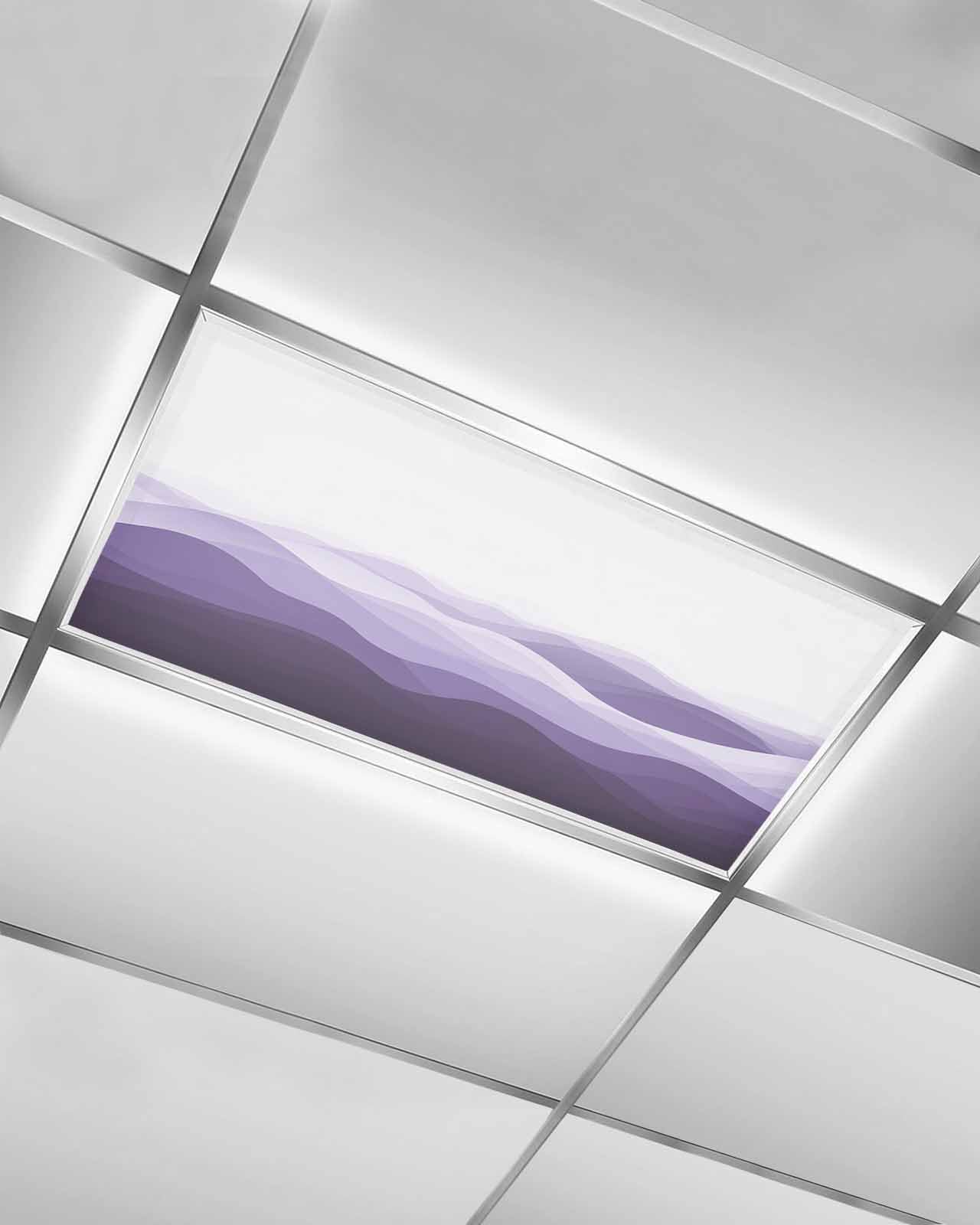 EwdeWwo Abstract 1 Pcs Fluorescent Light Covers for Ceiling Lights, Purple Wave Magnetic Light Filters for Eliminate Harsh Glare Classroom Office Decoration, 4 x 2 Ft