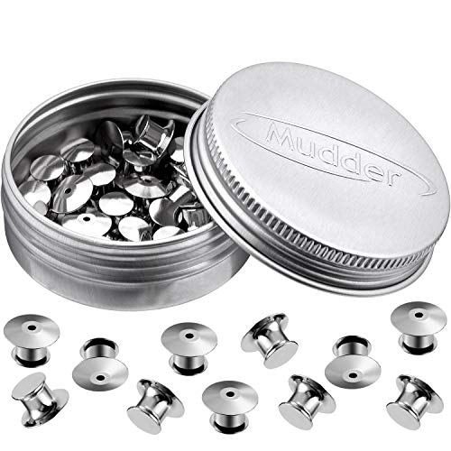 Mudder Locking Pin Keepers Backs, No Tool Required (Silver, 30 Pieces)