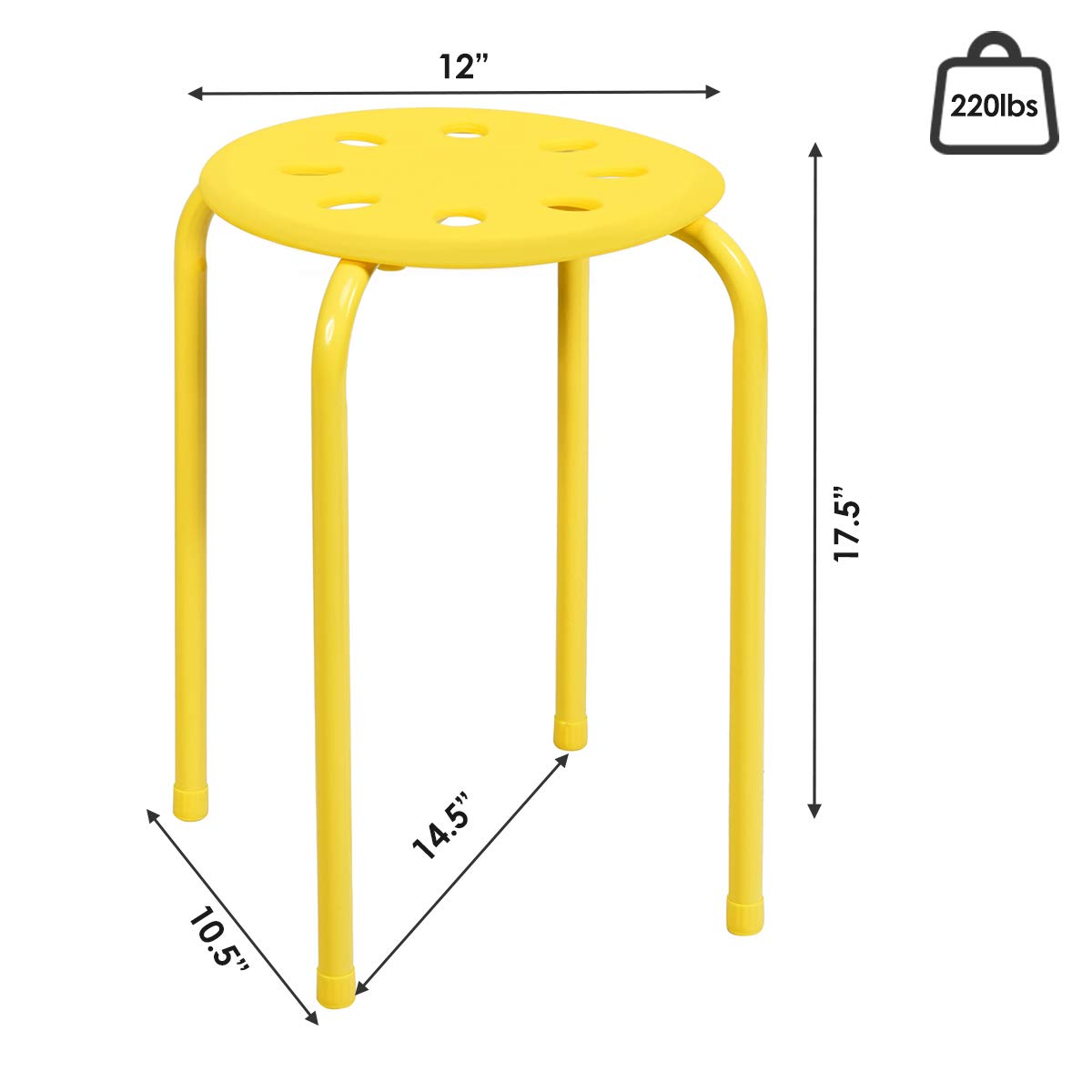 Hysache Plastic Stackable Stools Set of 6, 17.5" Multipurpose Stool