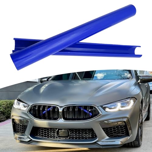 Image of ijuicy 2 PCS Front Grill Inserts Trims, Waterproof Front V Bar Brace Trim Covers, Snap-on Installation Grille Decorative Strips, Compatible with 3 /4 /5 /6 /7 Series X 1 /2 /3 /4 /5 (Blue)