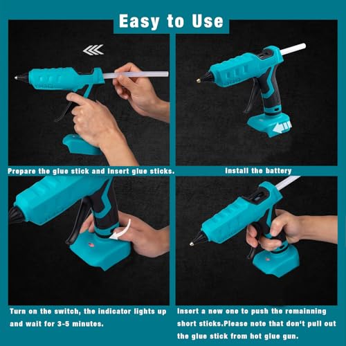 Image of Mellif Cordless Hot Glue Gun Compatible with Makita 18V Battery (Tool Only) | Electric Melt Glue Gun w / 20 0.43 inch Glue Sticks, Full Size, Fast Preheating, High Temp for Arts, Crafts, DIY, Decoration