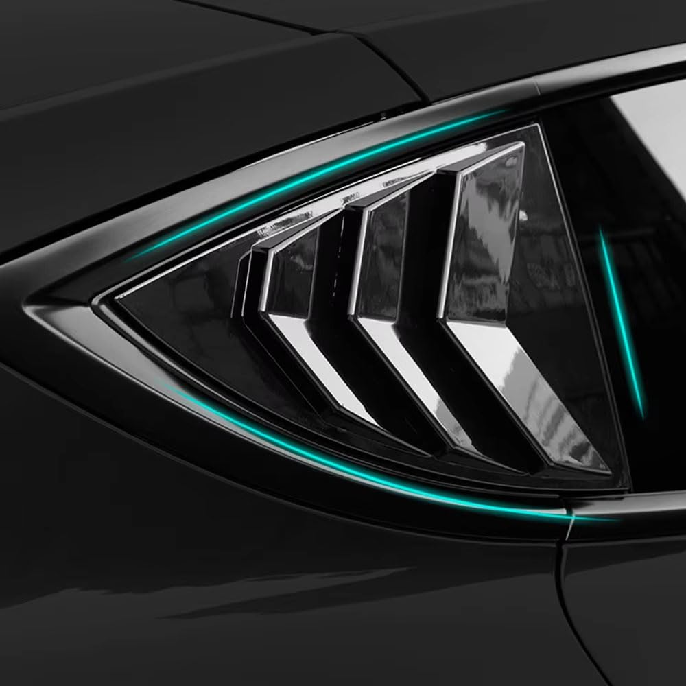 Seitenscheiben Louvers für Tesla Model Y 2019-2022 Carbon Optik Heckfenster Blenden Sport Außendekor,Bright Black Version