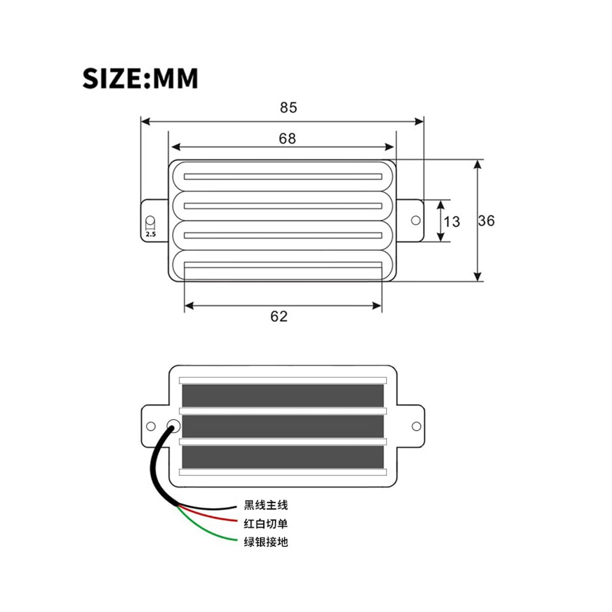 ROZILO Black Gold Hot Rail 2-Dual Blade Electric Guitar High Output Track Type Four Coil Humbucker Guitar Pickup Compatible with Stratocaster Telecaster Les Paul