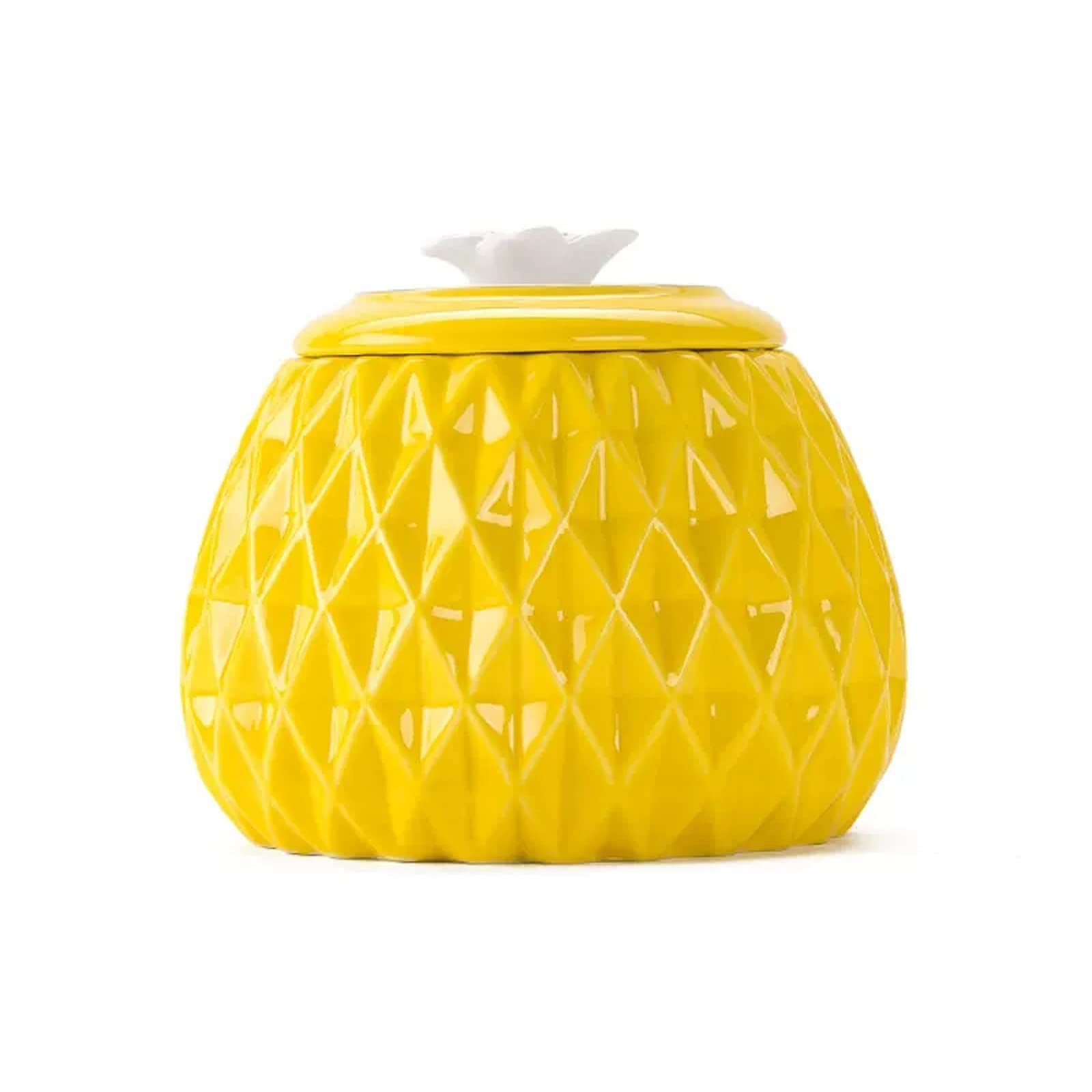 Hhaoran-9868 Ceramic Tea Canister Pineapple Shaped Ceramic Tea Can Sealed Household Storage Chinese Box, 500ML Food Canisters for Kitchen(Yellow)