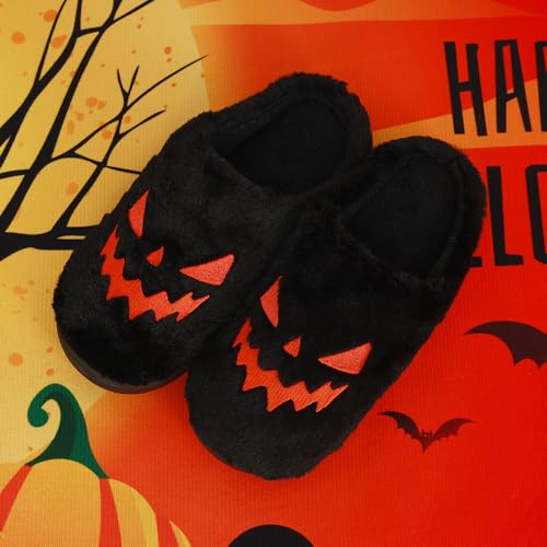 Spooky Slides Halloween Jack O Lantern Pumpkin Indoor Outdoor Fuzzy House Slippers Shoes Gifts For Women Men3
