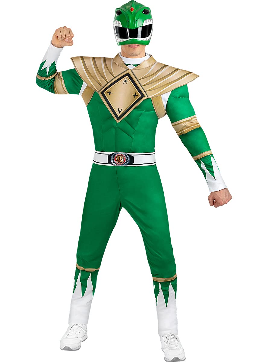 Funidelia | Disfraz Power Ranger Verde para hombre Superhéroes, Dibujos Animados - Disfraz para adultos y divertidos accesorios para Fiestas, Carnaval y Halloween - Verde