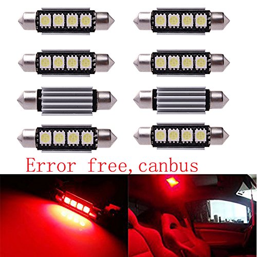 Inlink 8pcs Red 41mm 42mm 4SMD Festoon 5050 SMD LED Courtesy Interior Car Bulbs festoon dome lamp DC 12V